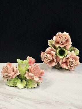 NOVE Capodimonte Floral Candle Holders